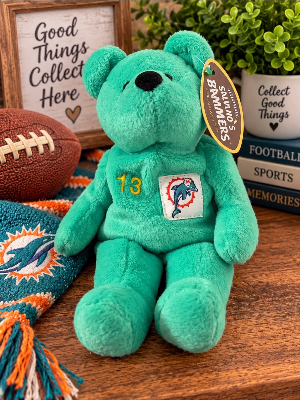 Salvino’s Bammers Dan Marino #13 Miami Dolphins Teal Plush Bear w/ Tag
